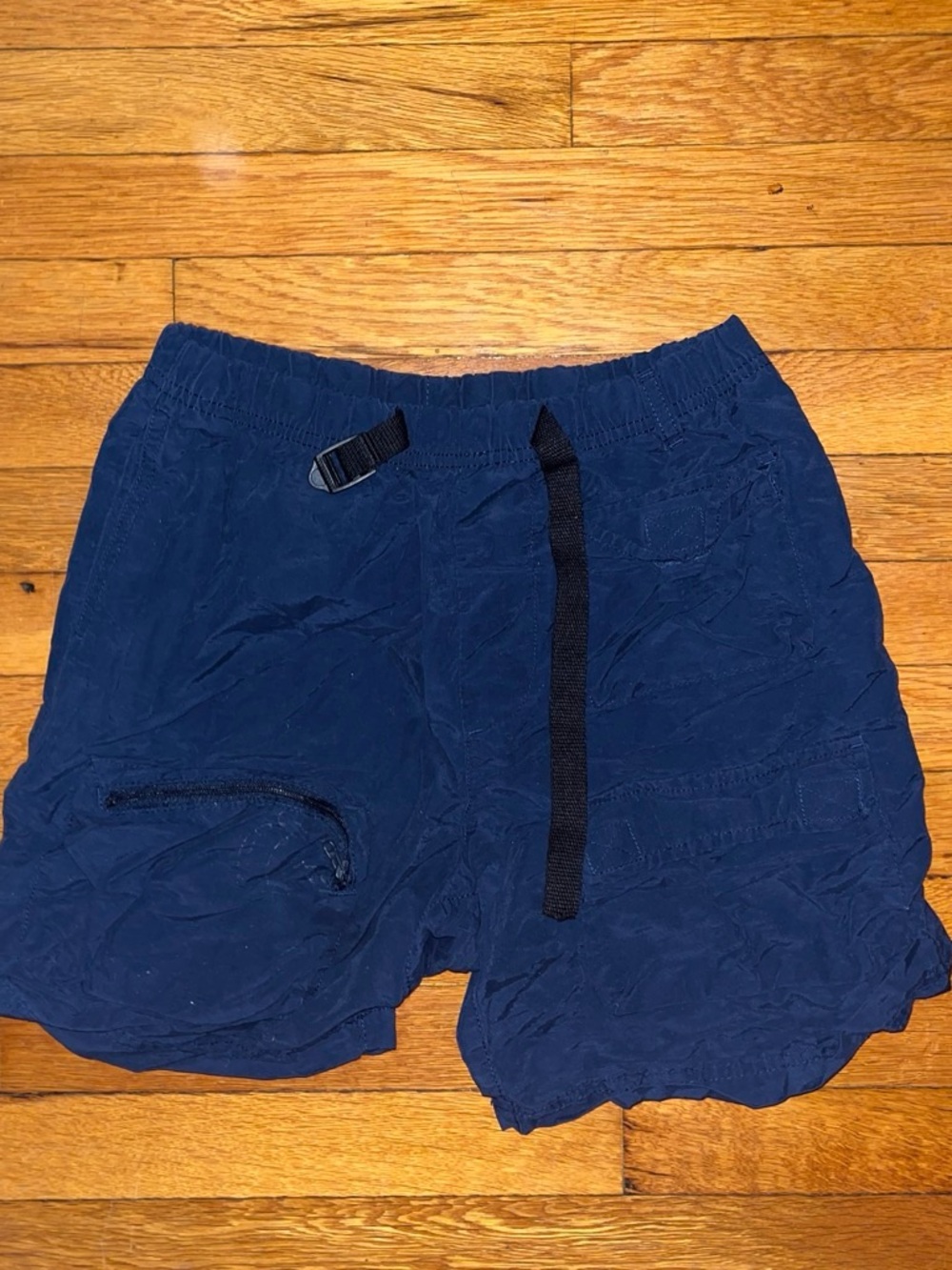 No Boundaries Men's Navy Cargo Shorts with Integrated Belt